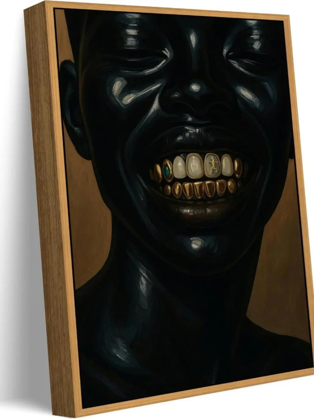 Abstract Black Men Canvas Wall Art - Urban Hip Hop Decor, 8x10in Framed Print